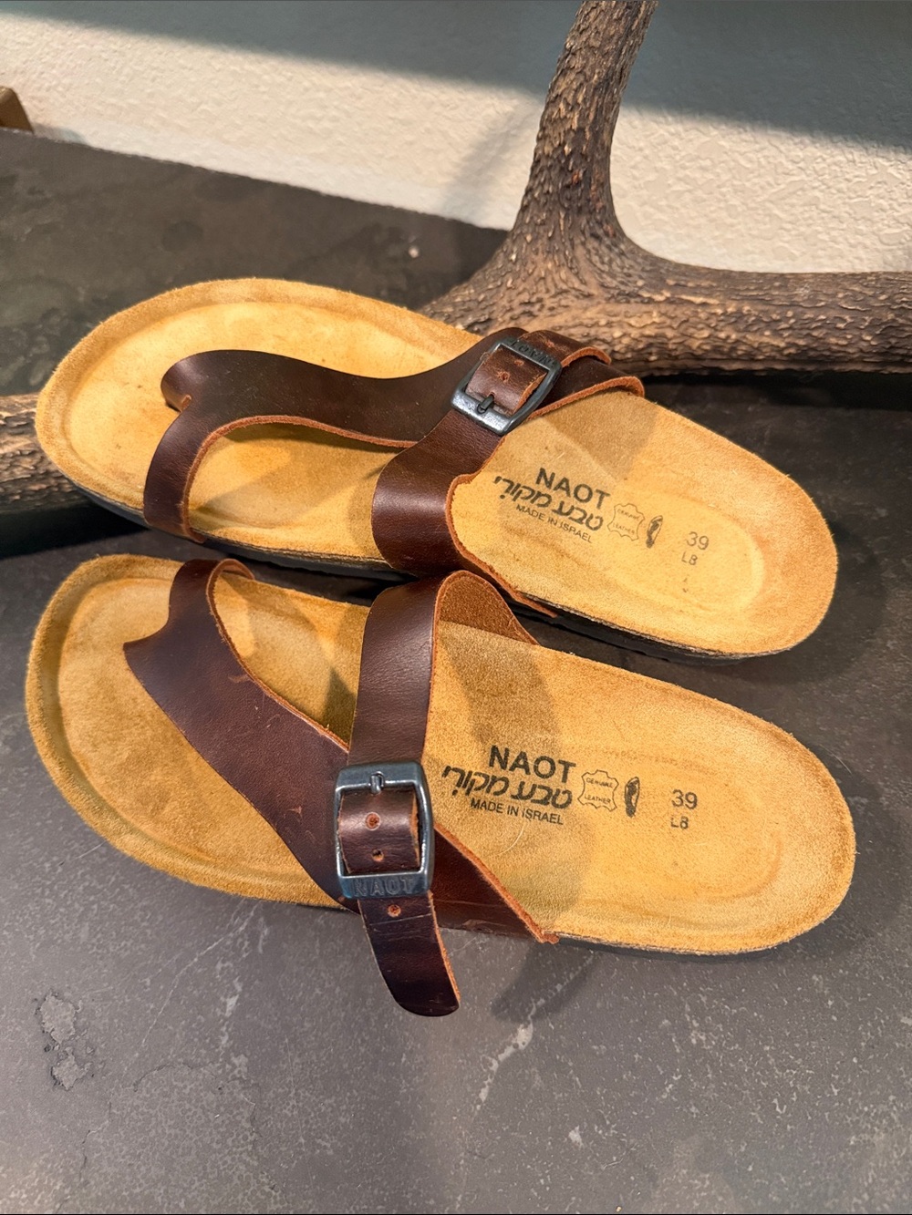 Naot Brown Leather Sandals - Picture 2 of 5